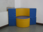 fauteuil cubipouf bleu et jaune vignette