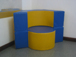 fauteuil hexapouf jaune et bleu vignette